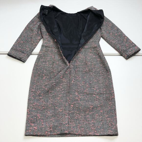 J. Crew Women's 8P Dress Multicolor Tweed Neon Fleck Sheath 3/4 Sleeves Lined - Picture 6 of 10